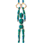 Animated contact sheet showing six sequential gymnastics poses of a teal stick figure on parallel bars and rings against white background.