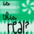 Pixelated green and white static icon with black text reading 'Is this real?' in a retro digital style.