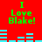 Red background with green text "I Love Blake!" and cyan horizontal bars in two , animated to shift positions between frames
