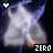 Animated icon with glowing white and blue triangular shapes on dark background, orange dot near text reading 'ZERO' in pixelated font.