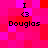 Pixelated icon with pink and red background displaying 'I <3 Douglas' text in four identical quadrants.