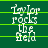 Green background with horizontal green lines and white text reading "Taylor rocks the field" in a pixelated font.