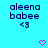 Pixelated text 'aleena babe' with '<3' and pink heart symbols on a cyan background.