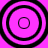 Four black concentric circles on a bright pink background arranged in a pattern