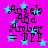 A static image with a bright pink background and light blue stars, featuring repeated text elements in black pixelated font.