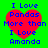 Four identical pixelated images of a red heart with blue text on a green background, arranged in a
