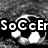 Black-and-white pixelated image with four soccer ball-shaped icons displaying text and symbols.