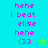 Pixelated text and star symbols on cyan, green, and turquoise backgrounds with pink lettering.