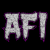 A 5-frame animated contact sheet showing the text "AFI" in a pixelated, glowing style with varying opacity and background effects across frames.