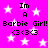 Pixelated pink background with white stars and repeated text "Im A Barbie Girl! Barbie Girl! <3<3<3" in black font.