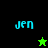 Four display the name 'Jen' in cyan pixelated text with a green star icon changing from green to black between