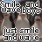 pixelated text and heart symbols over a background image, with alternating red and white lettering for 'smile and wave boys' and 'just smile and wave'