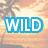 A pixelated image divided into four quadrants showing a beach scene with text overlays and a green icon.