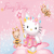 Animated Hello Kitty icon with pink background, holding a wand and standing on clouds.