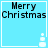 Light blue square icon with black text 'Merry Christmas' and a white snowman graphic in the bottom right corner.