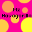 Pixelated icon with bright pink background and yellow-orange circles, displaying "Mz Havagorilla" text in black pixel font across two