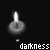 A candle icon with flickering flame and base glow, displayed in a with repeated 'darkness' text below each instance