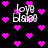 Black background with scattered pink pixelated hearts and four instances of the text 'love Elisa' in white pixelated font.
