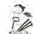 Pixelated grayscale image of a figure holding a long object, with scattered pixel clusters around the edges.