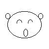 nine black-and-white cartoon faces with varying expressions and small circular ears, some showing mouth shapes or eye styles