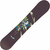 Three identical dark brown snowboards with floral patterns on a white background, arranged in a diagonal