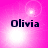 A pink background with four displaying the name "Olivia" in dark text, each showing a different bright light effect