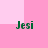Four identical green text instances of 'Jesi' arranged in a on a pink and light pink background