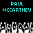 Pixelated cyan text 'PAUL McCARTNEY' appears twice on black background above grayscale crowd of raised hands.