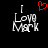 Pixelated text 'I Love Mark' in white with a red heart symbol above the left side, displayed on black background.