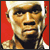 A contact sheet of five animated frames showing a pixelated image of a person with red background and multiple "50 CENT" text variations in gold/yellow on black, some with crack effects.