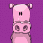 A 4x3 contact sheet of a pixel-art animated icon featuring a pink pig character with white accents, displayed against a purple background in various poses and expressions across ten sampled frames.