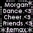 Pixelated text displays names and phrases in a with repeated elements, featuring asterisks as separators on black background