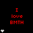 Red text "I love BMTH" on black background with white heart symbols, varying heart counts per in a