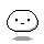 Four pixelated white rounded shapes with black outlines display sequential facial expressions on a gray background, each casting a light gray shadow.