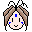 Pixelated character with brown hair and blue facial markings in a of 20 identical frames, showing subtle expression changes