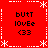 Red background with white dotted border and star motifs, four identical text blocks reading 'butt love <33' in black pixelated font arranged in a