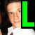 Green block letters spelling 'LOVE' overlay a of five identical images showing a person in a white shirt with dark hair against a black background