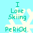Light blue background with white snowflake shapes and green text reading "I Love Skiing Period." in four repeated