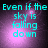 Four identical display cyan text 'Even if the sky is falling down' over a purple gradient background with a central light burst