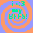 Four identical display green text 'i <3 my BFFS!' over orange and blue spiral backgrounds