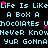 Pixelated text repeats across a black background with scattered pink stars, forming a wordwall of phrases like "Life Is Like" and "A Box A" in cyan and white.