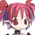 Pixelated anime-style character icon with pink hair, red eyes, and purple accents on a white background.