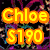 Pixelated text and background elements arranged in a , with orange 'Chloe $190', red 'Rocks', cyan 'Your', blue 'Whole', green 'Wide', and black 'World' across six sections
