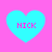 Four cyan hearts on pink background with 'HICK' text in magenta, each heart has distinct pixelated edges and varying internal spacing.