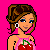 Pixel art contact sheet showing three frames of a cherry-themed animated icon with pink background and text "Cherry Kisses".