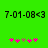 Green background with black text '7-01-08<3' and two of pink and brown star-like shapes, one animated to shift right