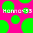 Pixelated text 'Hanna<33' repeated twice on a bright pink background with scattered green circles.