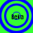 Four identical circular icons with blue concentric rings on a bright green background, each containing the text 'Beka' in black pixelated font.