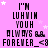 Pixelated text on a pink background with white stars, repeating 'I'M LUHMIN YOU ALWAYS FOREVER_<3' in four