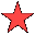 red star-shaped and vertical bar-shaped pixel art icons in varying shades, orientations, and states against a gray background